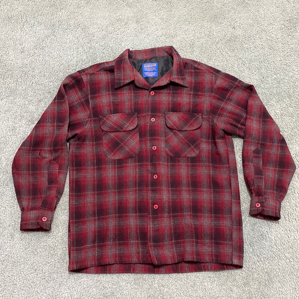Vintage Pendleton washable Wool Plaid loop collar shirt
